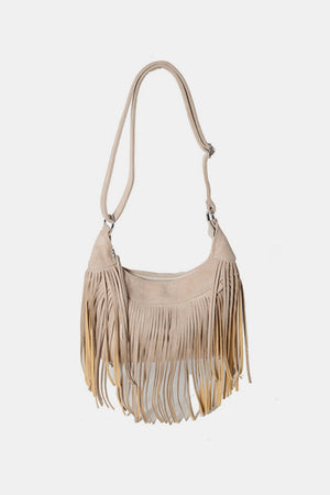 Suede Fringe Adjustable Strap Shoulder Bag - All Mine Now Clothing