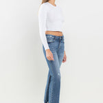 Lovervet Mid Rise Frayed Hem Jeans Trendsi