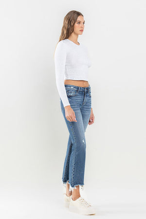 Lovervet Mid Rise Frayed Hem Jeans Trendsi