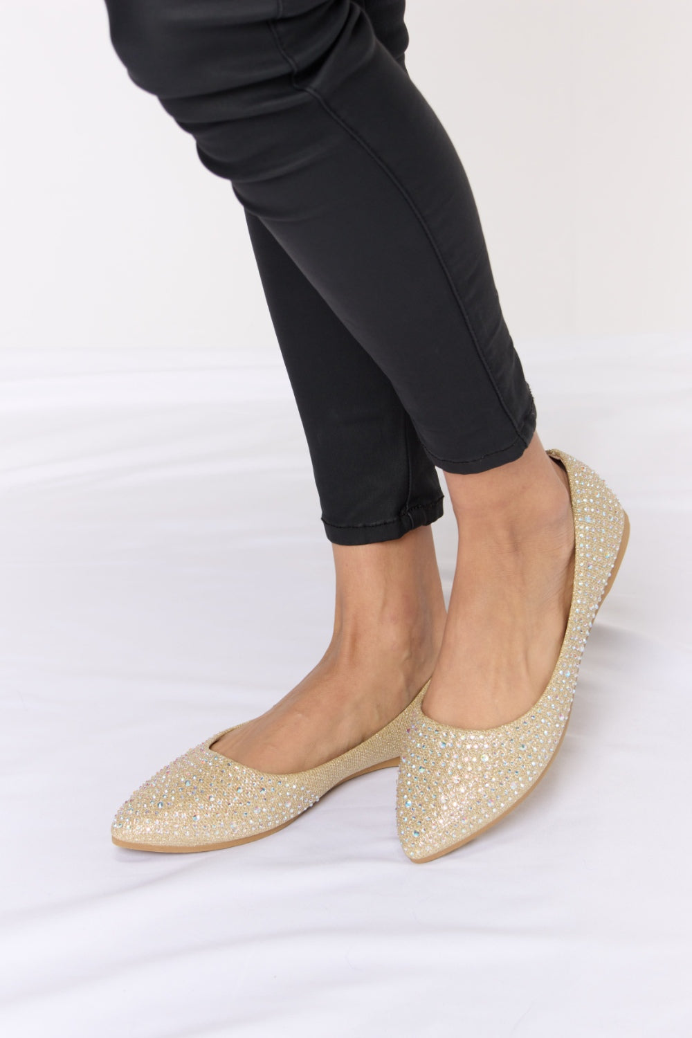 Forever Link Rhinestone Point Toe Flat Slip-Ons - All Mine Now Clothing