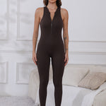 Half Zip Wide Strap Active Jumpsuit - All Mine Now Clothing