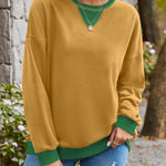 Lovelet Contrast Round Neck Long Sleeve Sweatshirt - All Mine Now Clothing