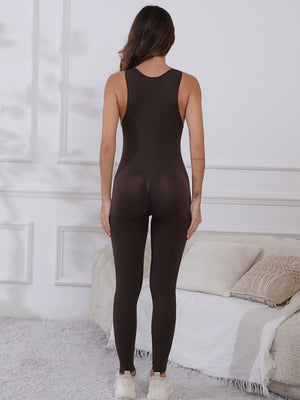 Half Zip Wide Strap Active Jumpsuit - All Mine Now Clothing