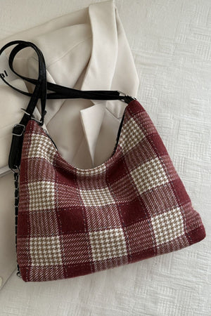 Plaid Adjustable Strap Handbag - All Mine Now Clothing