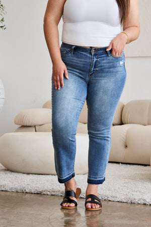 Judy Blue Full Size Release Hem Cropped Bootcut Jeans - All Mine Now Clothing