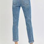 Risen Full Size High Rise Cropped Roll Up Jeans Trendsi