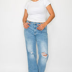 bytos Full Size Distressed High Rise Straight Jeans - All Mine Now Clothing