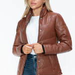 Snobbish Pocketed Zip Up Turtleneck Puffer Jacket - All Mine Now Clothing