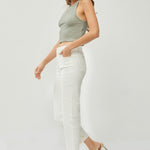 RISEN Full Size High Waist Rolled Hem Straight Jeans Trendsi