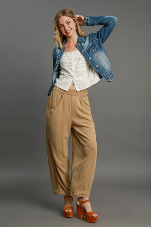 Umgee Elastic Waist Baggy Fit Pants with Pockets - All Mine Now Clothing