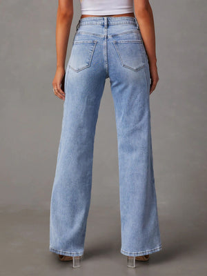 High Waist Straight Jeans with Pockets - All Mine Now Clothing