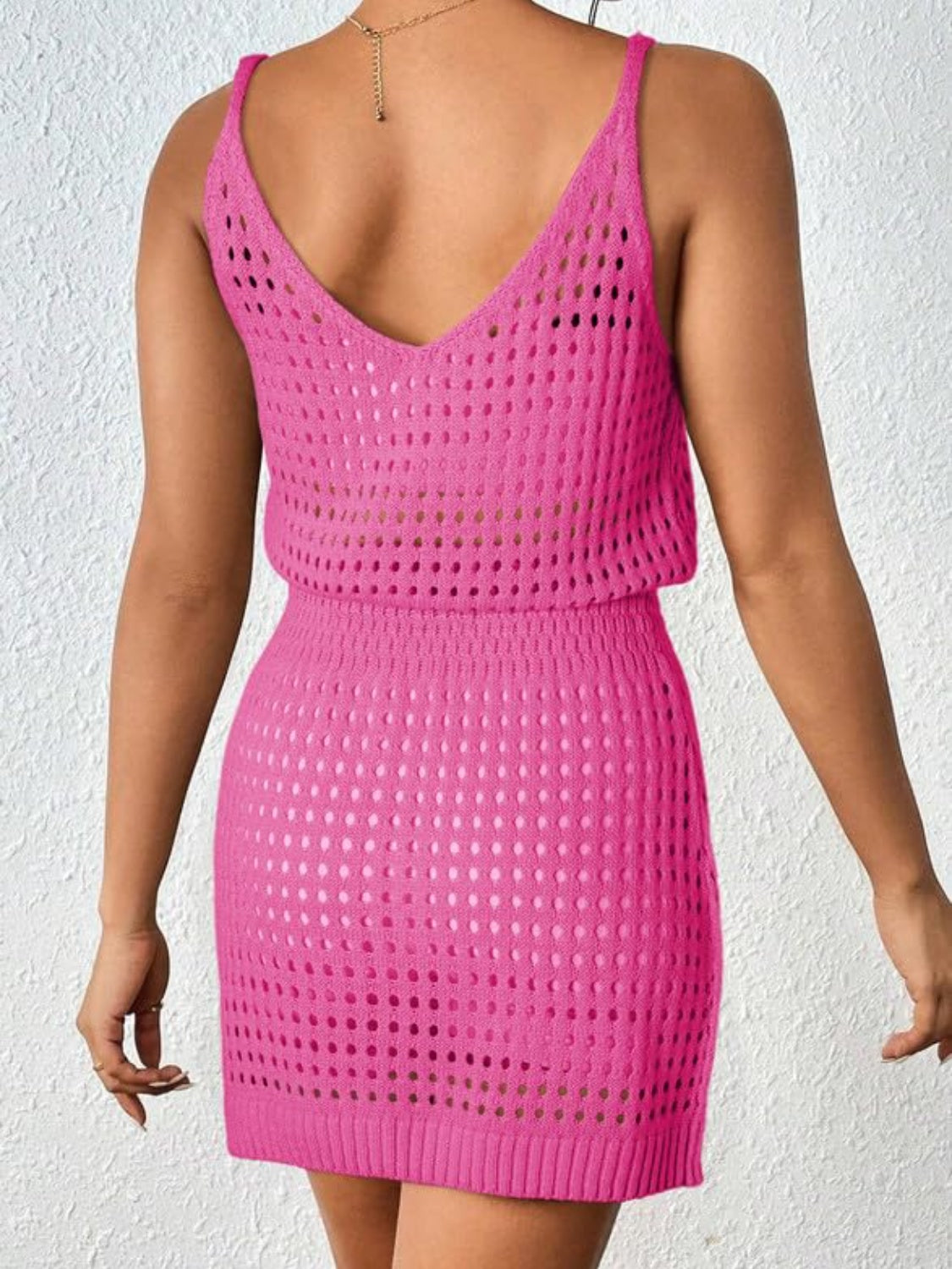 Openwork V-Neck Sleeveless Cover Up Dress - All Mine Now Clothing