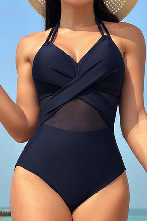 Crisscross Halter Neck One-Piece Swimwear - All Mine Now Clothing