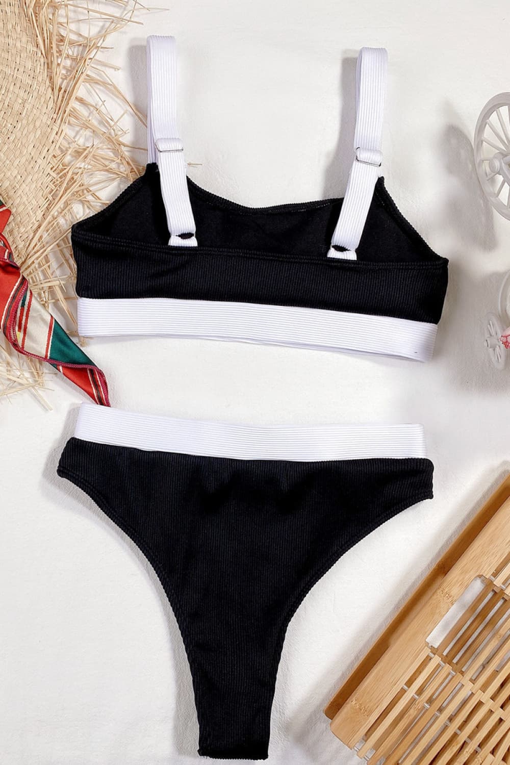 Color Block Scoop Neck Bikini Set - All Mine Now Clothing