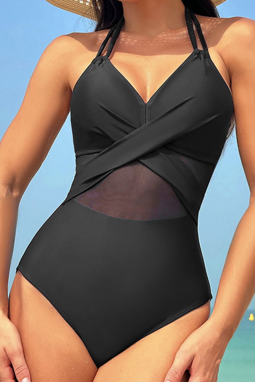 Crisscross Halter Neck One-Piece Swimwear - All Mine Now Clothing