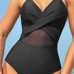 Crisscross Halter Neck One-Piece Swimwear - All Mine Now Clothing