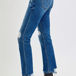 RISEN Full Size High Rise Distressed Crop Straight Jeans - All Mine Now Clothing