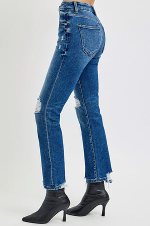 RISEN Full Size High Rise Distressed Crop Straight Jeans - All Mine Now Clothing