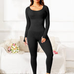 Scoop Neck Long Sleeve Active Jumpsuit - All Mine Now Clothing