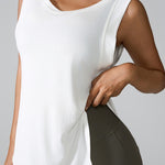 Slit Round Neck Active Tank - All Mine Now Clothing