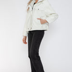 How Dare U Drawstring Hem PU Leather Zip Up Jacket - All Mine Now Clothing