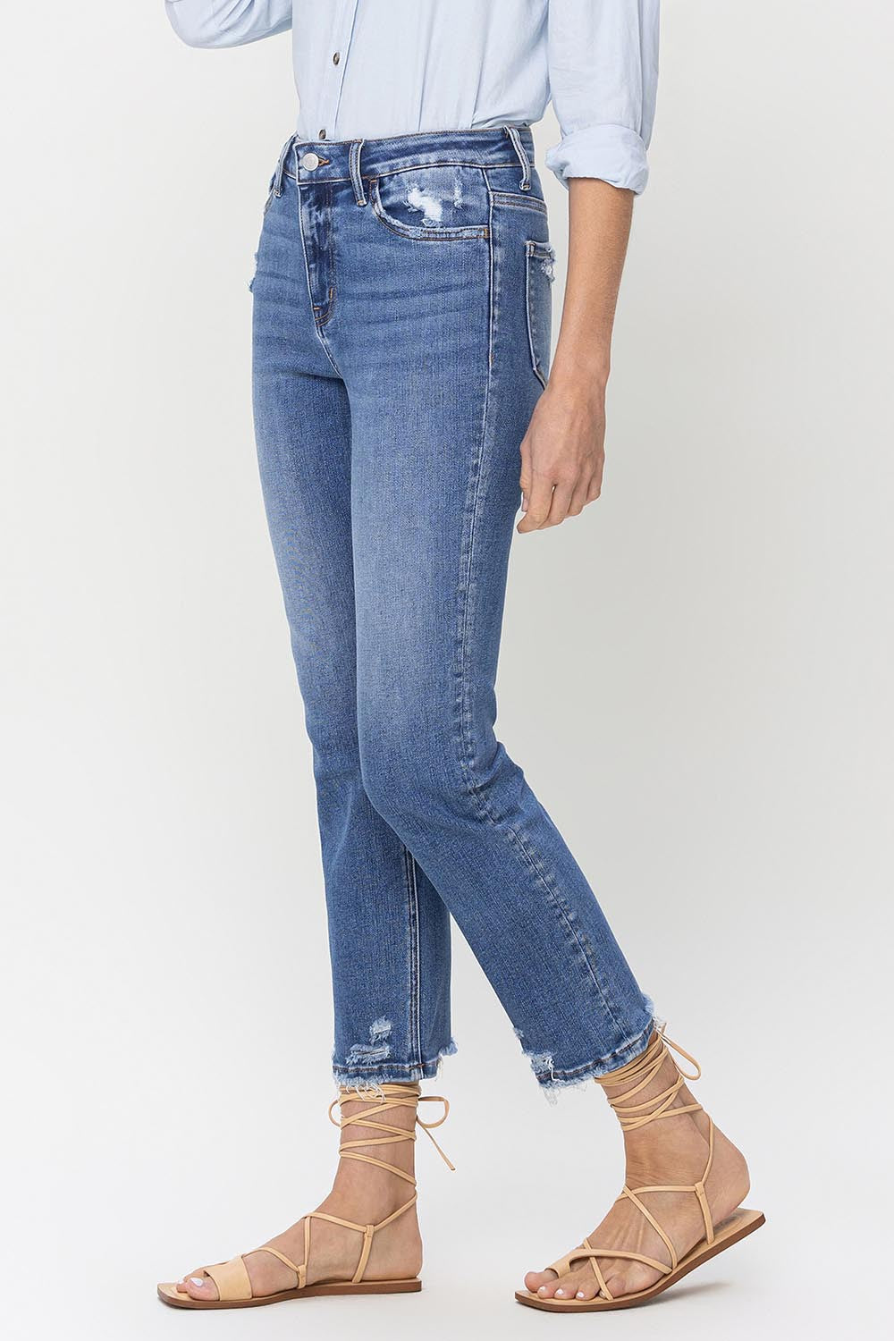 Lovervet High Rise Raw Hem Straight Jeans - All Mine Now Clothing