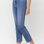 Lovervet High Rise Raw Hem Straight Jeans - All Mine Now Clothing