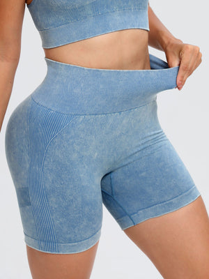 Washed High Waist Active Shorts - All Mine Now Clothing