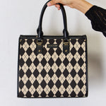 David Jones Argyle Pattern PU Leather Handbag - All Mine Now Clothing