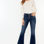 Kancan Mid Rise Button Fly Flare Jeans - All Mine Now Clothing