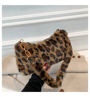 Leopard Fluff Shoulder Bag - All Mine Now Clothing