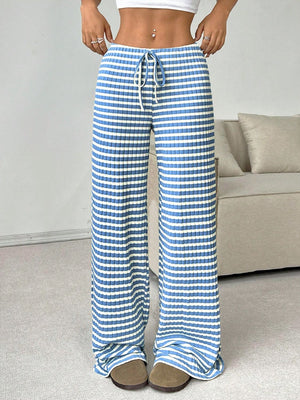 Tied Striped Wide Leg Pants - All Mine Now Clothing