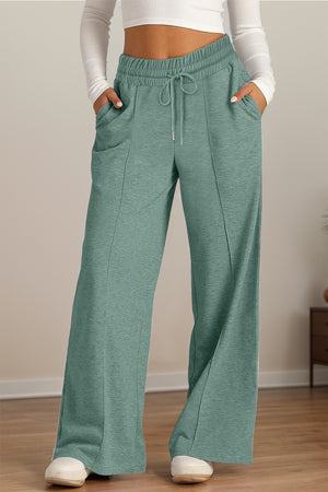 Drawstring Elastic Waist Wide Leg Pants - All Mine Now Clothing