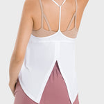 Millennia Slit Spaghetti Strap Scoop Neck Active Cami - All Mine Now Clothing