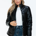 Snobbish Pocketed Zip Up Turtleneck Puffer Jacket - All Mine Now Clothing