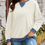 Lovelet Contrast Round Neck Long Sleeve Sweatshirt - All Mine Now Clothing