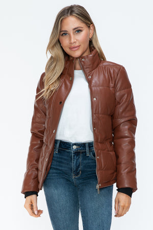 YMI Pocketed Zip Up Turtleneck Puffer Jacket - All Mine Now Clothing