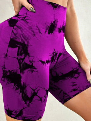 Tie-Dye High Waist Active Shorts - All Mine Now Clothing