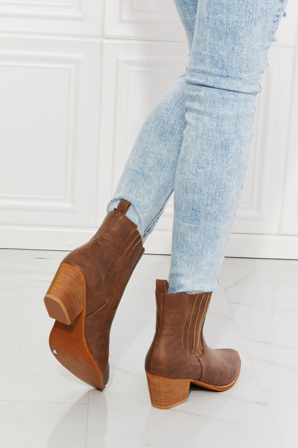 MMShoes Love the Journey Stacked Heel Chelsea Boot in Chestnut - All Mine Now Clothing