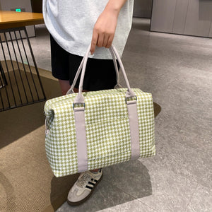 Houndstooth Canvas Travel Bag - All Mine Now Clothing