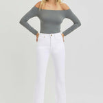 RISEN Full Size Tummy Control Elastic Band High Rise Crop Straight Jeans Trendsi