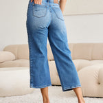 Judy Blue Full Size Braid Side Detail Wide Leg Jeans Trendsi