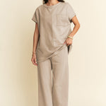 Davi & Dani Round Neck Short Sleeve Top and Pants Set - All Mine Now Clothing