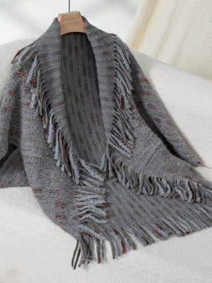 Fringe Open Front Half Sleeve Poncho - All Mine Now Clothing