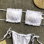 Frill Trim Ruched Bikini Set - All Mine Now Clothing