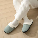 Horn Buckle Furry Texture Flat Slippers