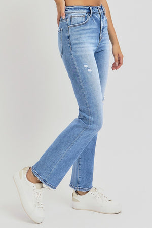 RISEN Full Size Distressed High-Rise Ankle Straight Jeans - All Mine Now Clothing