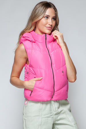 Snobbish Zip Up Quilted Hooded Vest - All Mine Now Clothing