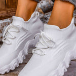 Mesh Lace-Up Round Toe Athletic