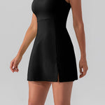 Square Neck Sleeveless Slit Mini Active Dress - All Mine Now Clothing